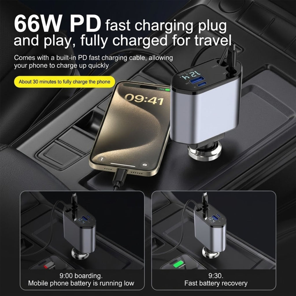4-in-1 Retractable Car Charger