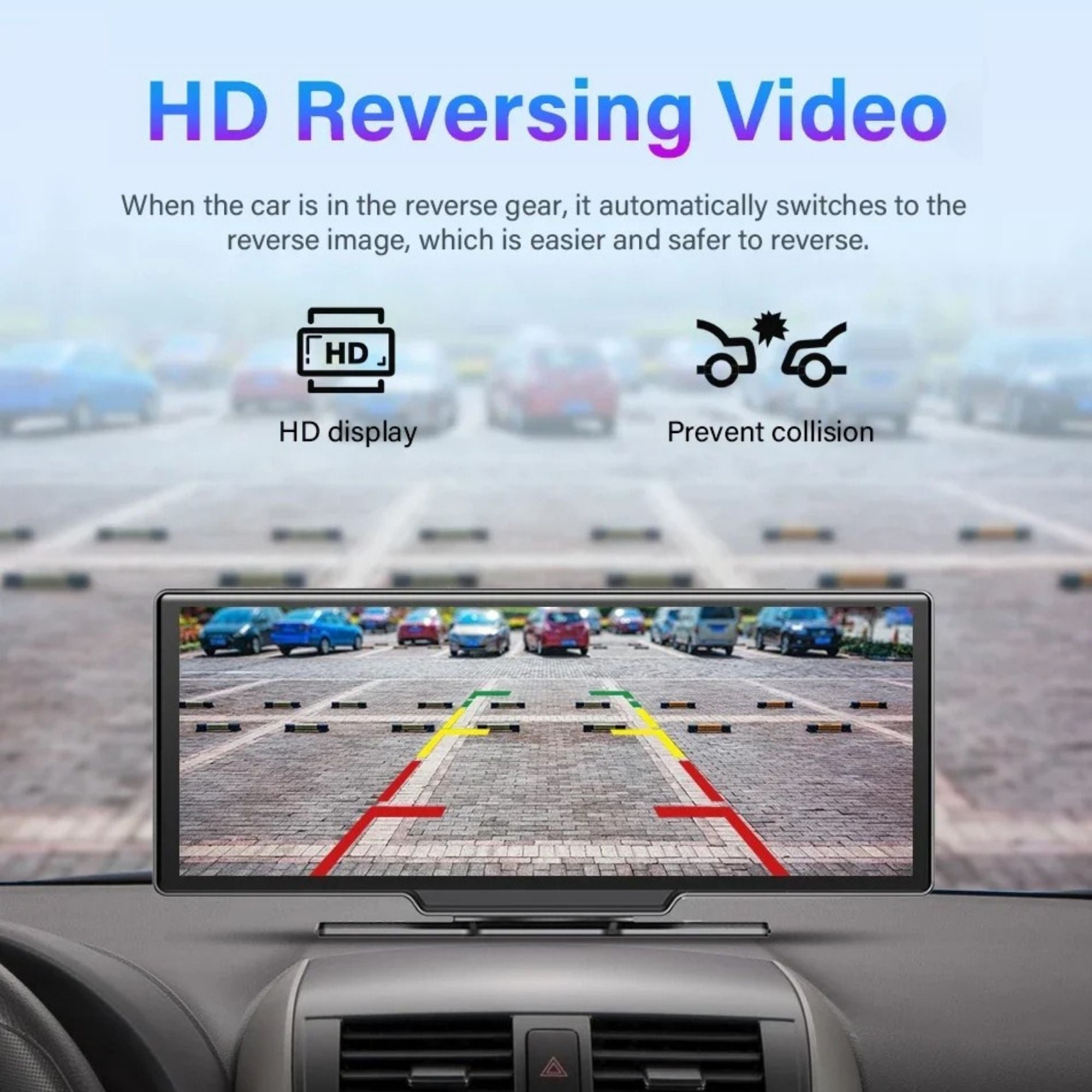 4K CarPlay Mirror Dash Cam multiple operating modes showing CarPlay mode and CarPlay mode with camera view