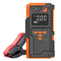 5000A Jump Starter & Inflator in orange and black with digital display and red and black jumper clamps