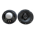 6-Inch 3-Way Coaxial Speakers pair showing the rear magnet and terminals beside the front cone on a white background