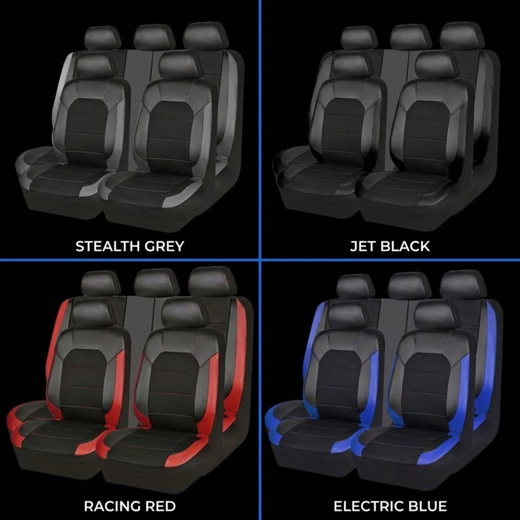 9-Piece Full Seat Covers colours grey black red blue