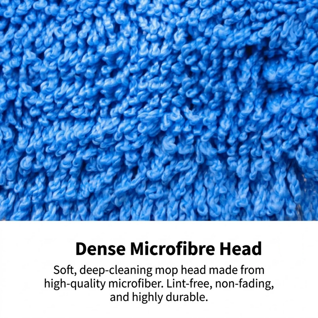 Close-up of the Telescopic Car Wax Mop Kit's dense, lint-free microfibre mop head