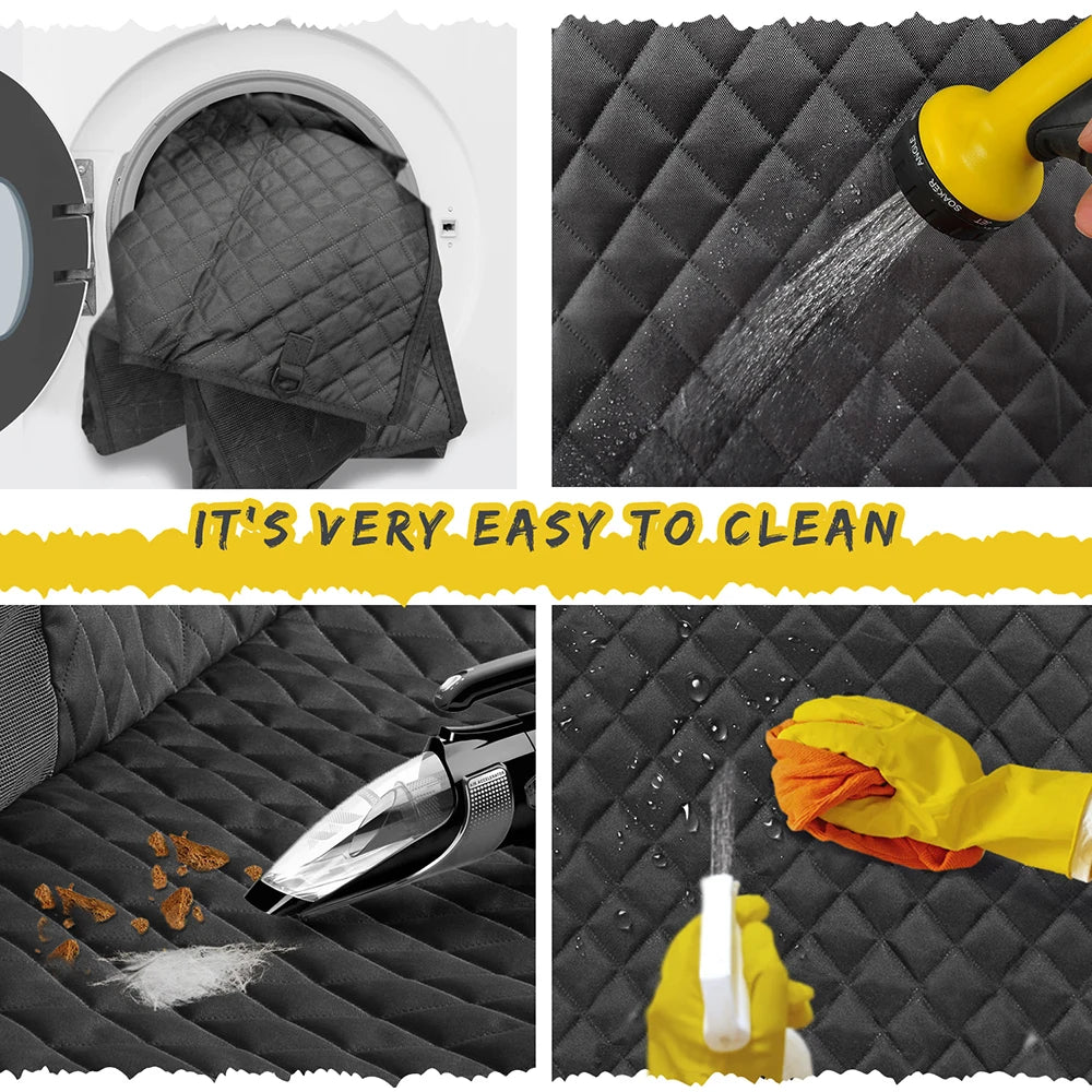 Waterproof Dog Boot Liner being washed in a machine, hosed down, vacuumed and wiped clean