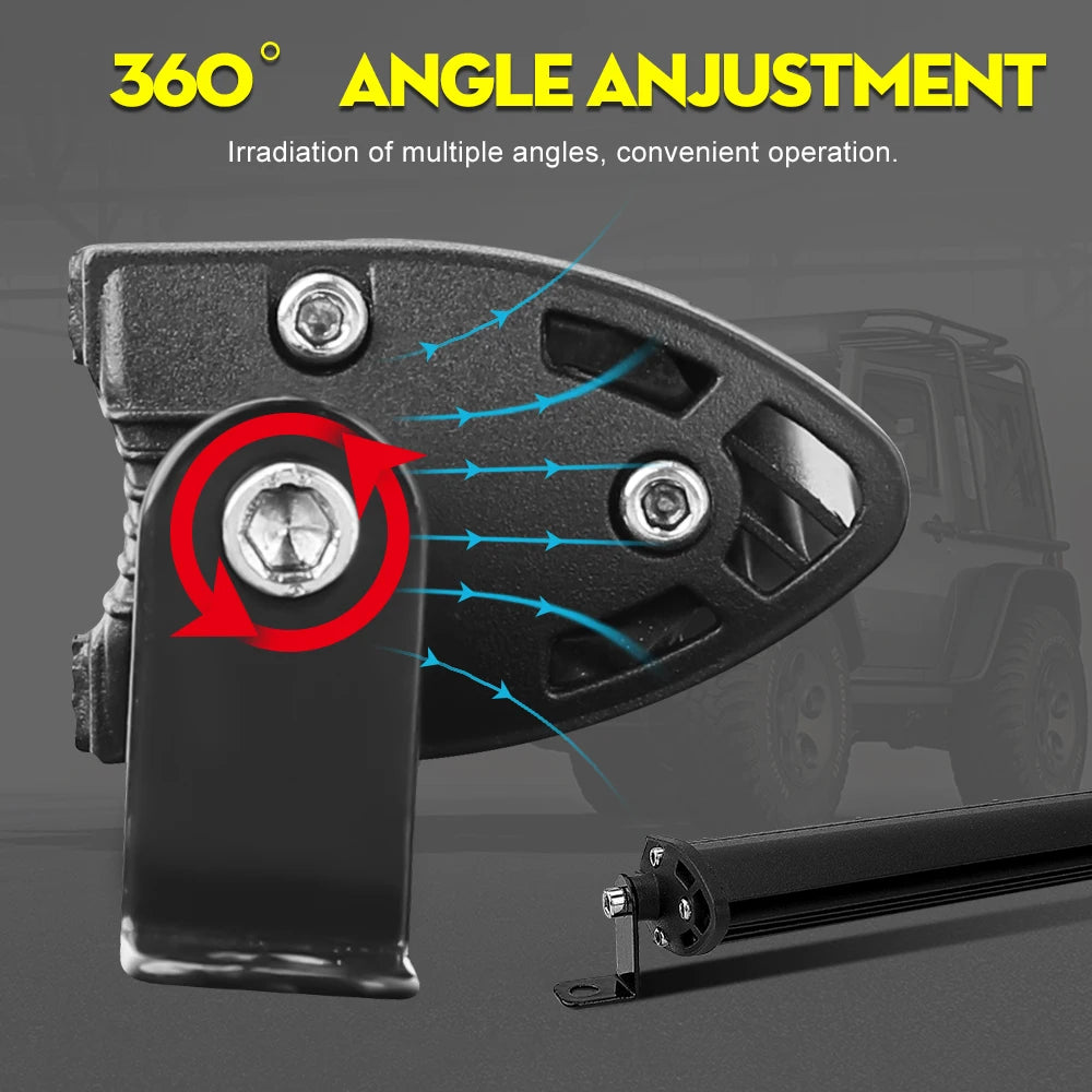 360 degree adjustable mounting bracket on the LED light bar