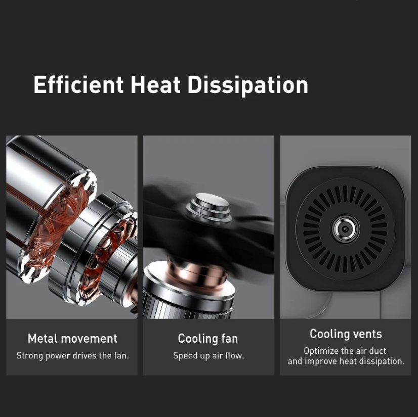 Collage of heat dissipation components with text labels on a dark background