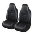 Black Leather-Style Front Pair Car Seat Covers on a white background