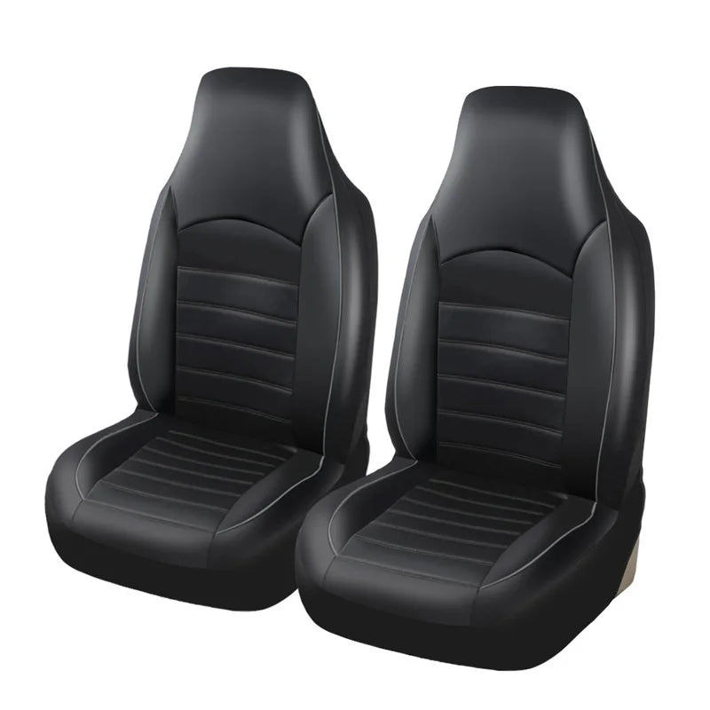 Black Leather-Style Front Pair Car Seat Covers on a white background