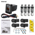 Internal version tyre pressure monitoring kit including LCD display, four internal sensors, wiring harness and wheel position warning stickers