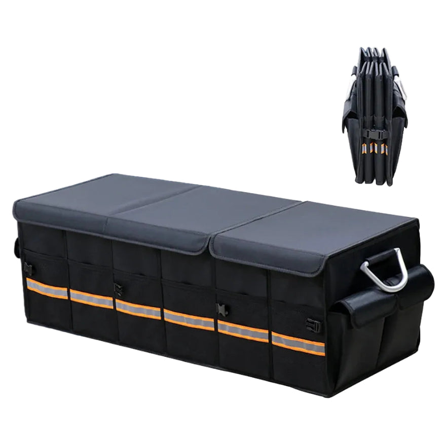 Red tool case with chrome ball-joint and pitman arm pullers; image appears mismatched, not the Foldable Heavy-Duty Boot Organiser.