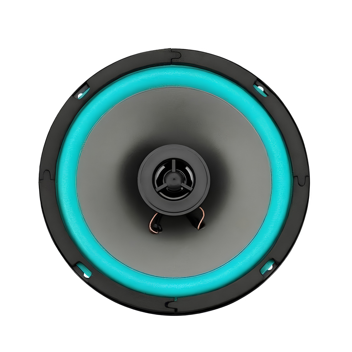 6.5-inch HiFi coaxial car speaker with teal surround and centre-mounted tweeter