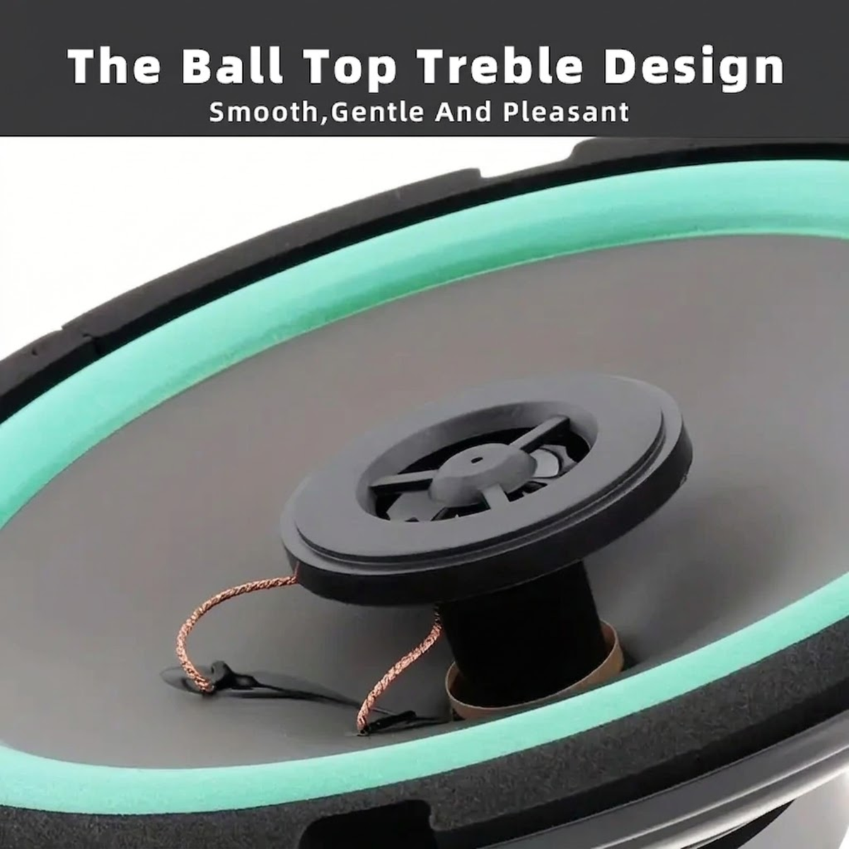 Close-up of HiFi coaxial car speaker ball-top tweeter dome for smooth treble