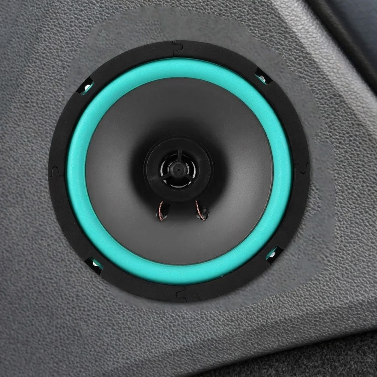 HiFi coaxial car speaker installed in a vehicle door panel showing in-car fit