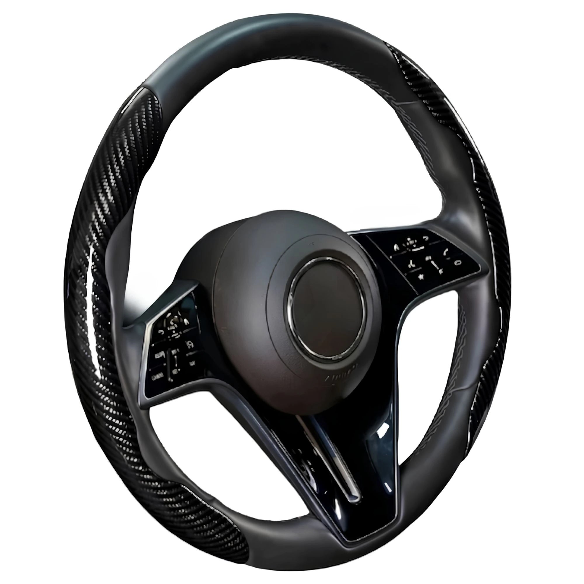 Black Carbon Fibre Wheel Cover steering wheel cover on clean white background
