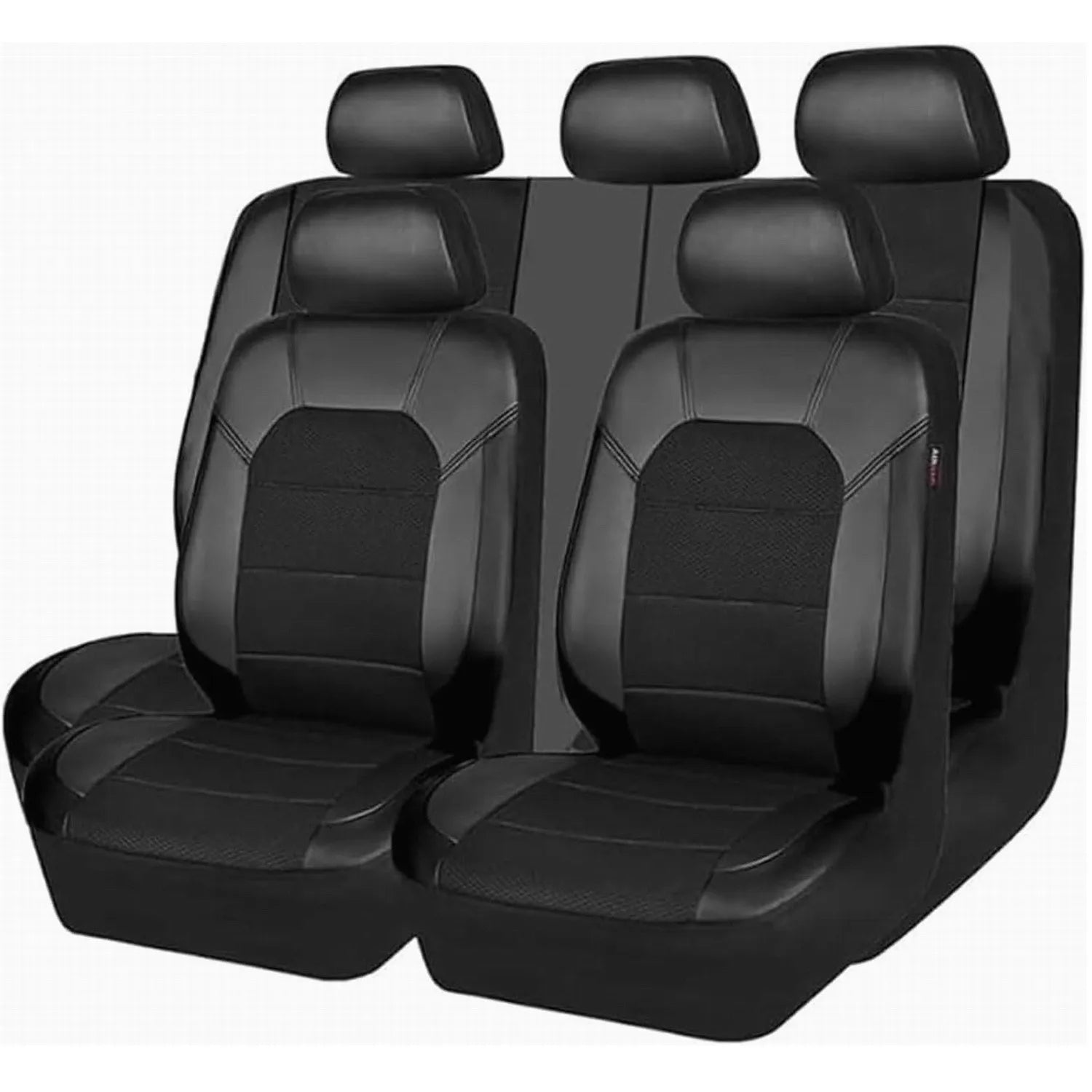 Black 9-piece full car seat cover set on white background