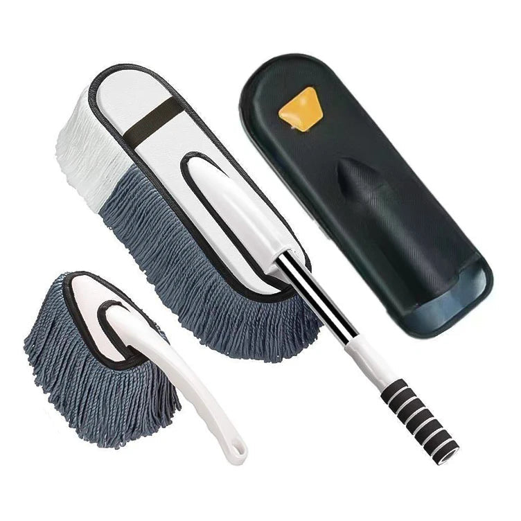 Telescopic Car Brush Kit with long-handle duster, mini duster and black storage case on a white background
