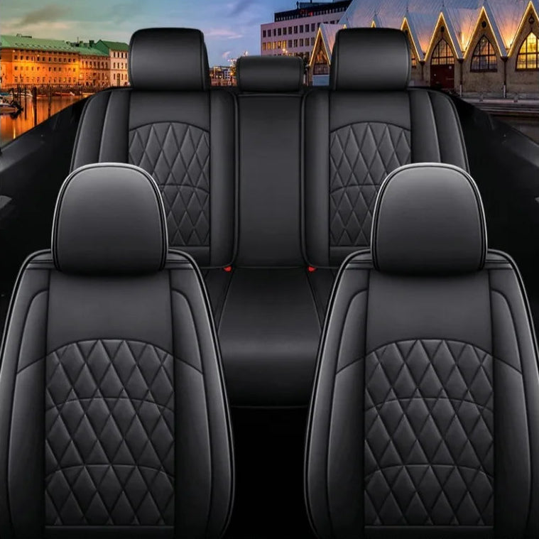 Full set of Full Coverage PU Leather Car Seat Covers for front and rear seats