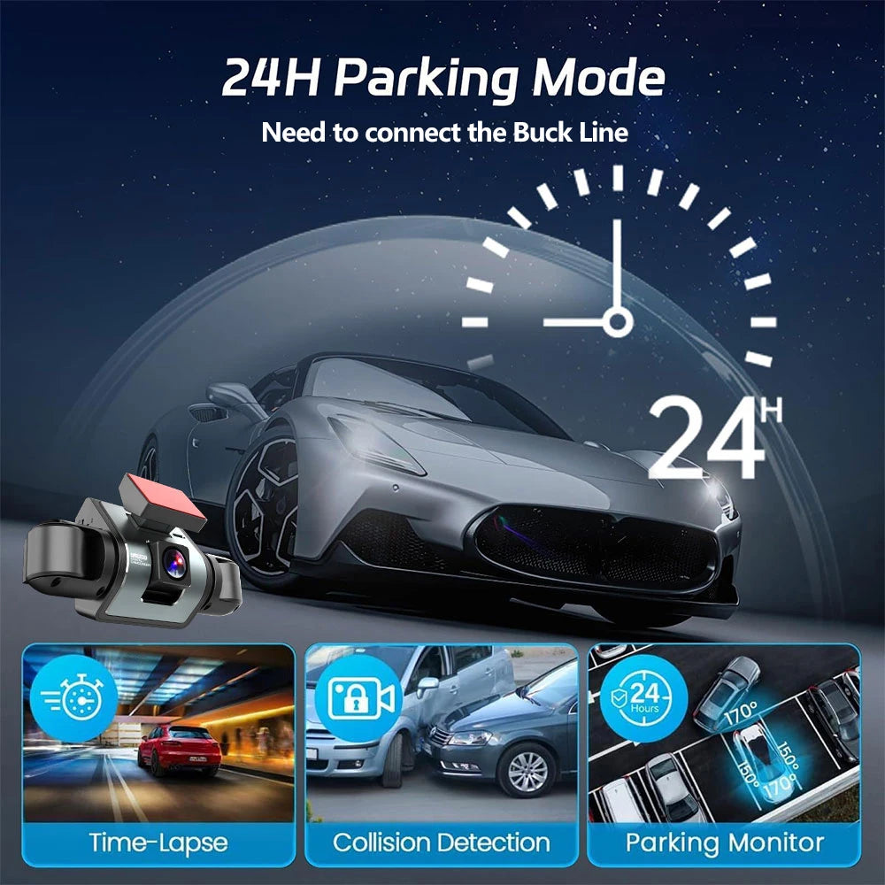 4-Channel WiFi Dash Cam G-sensor emergency lockout feature icon showing crash detection