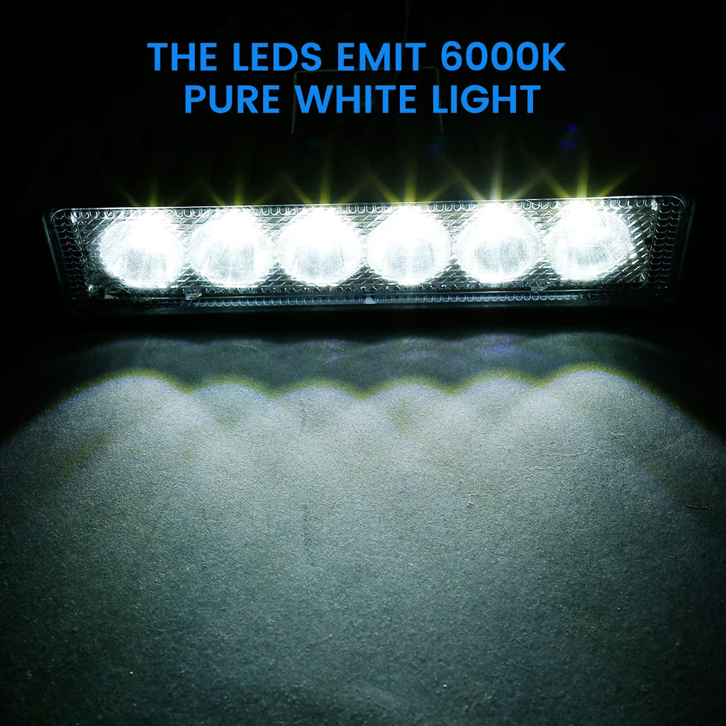 Compact LED Work Light illuminated at night emitting 6000K pure white light from six LEDs