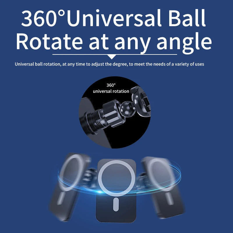 360 degree universal ball rotation feature of Magnetic Rotating Vent Charger