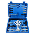 Harmonic Balancer Puller kit displayed open in a blue case with jaw plate, bolts, threaded rods and pins
