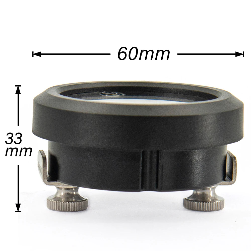 5-Channel Air Suspension Gauge housing side profile with 60mm diameter and 33mm depth dimensions and mounting bracket