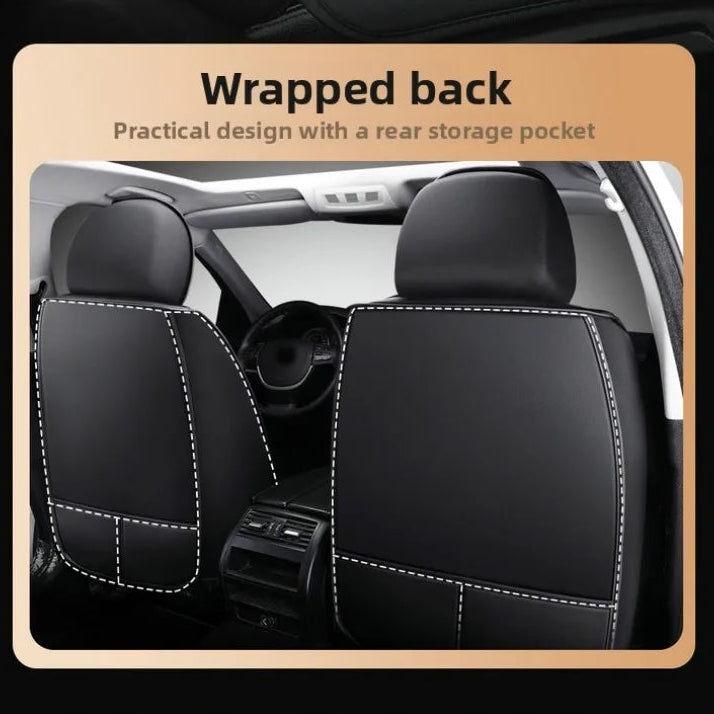 Full Coverage Car Seat Cover wrapped back design with practical rear storage pocket