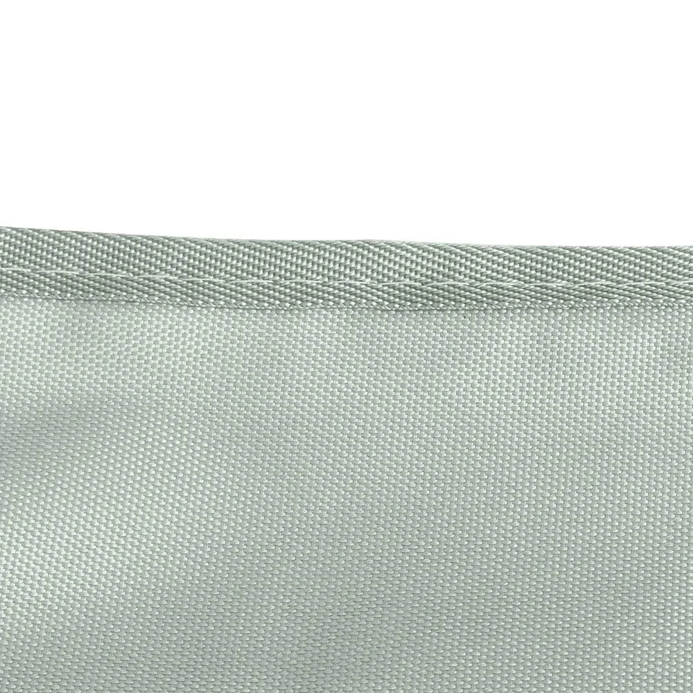 Close-up of the grey woven fabric and stitched top hem of the Caravan Awning Draught Skirt