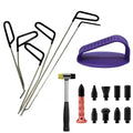 Complete Car Dent Repair Rod Kit with Hammer and Tool Tips on White Background
