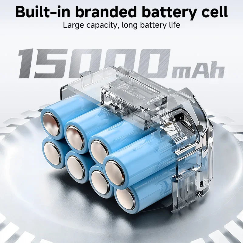 Cutaway of the 15000 mAh lithium battery cell pack inside the turbo jet blower jump starter
