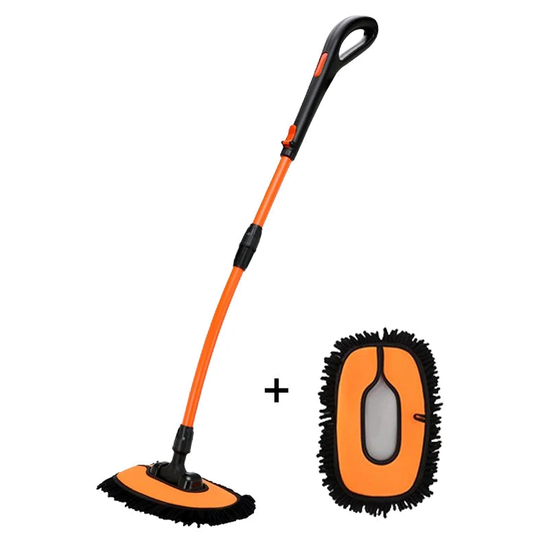 Chenille Car Wash Mop with big grip handle shown on a white background
