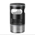 Rechargeable Suction Mosquito Trap with black cylindrical body, air intake slots and clear collection base on a white background