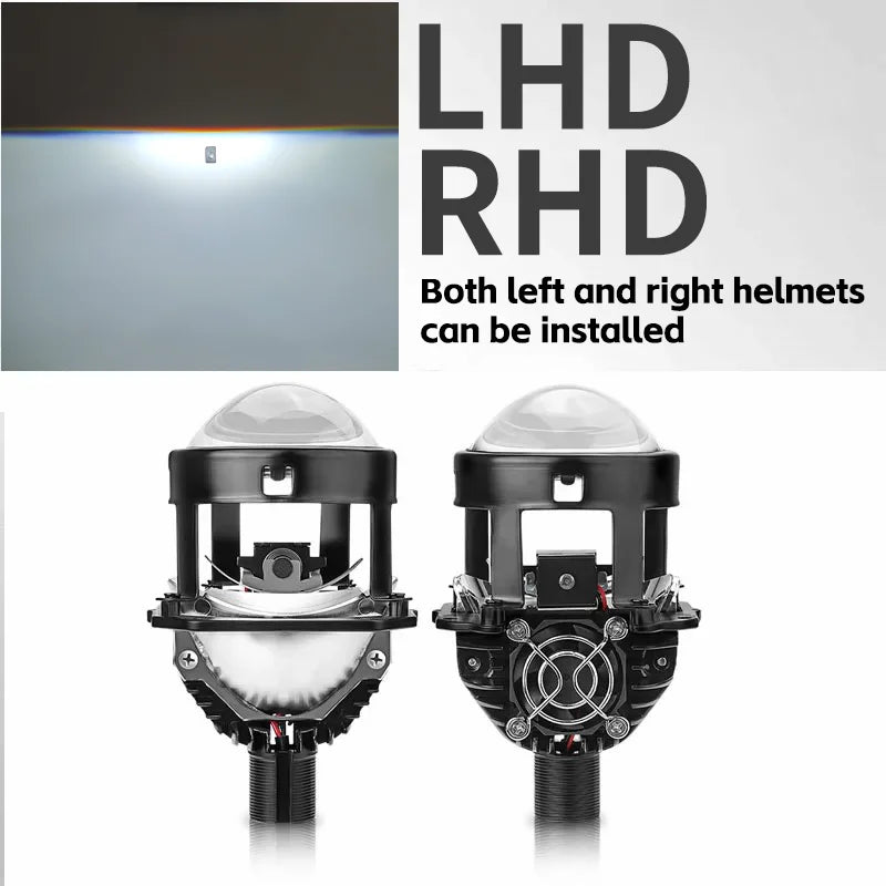 Bi-LED projector headlight units compatible with both left-hand drive and right-hand drive vehicle headlamp housings