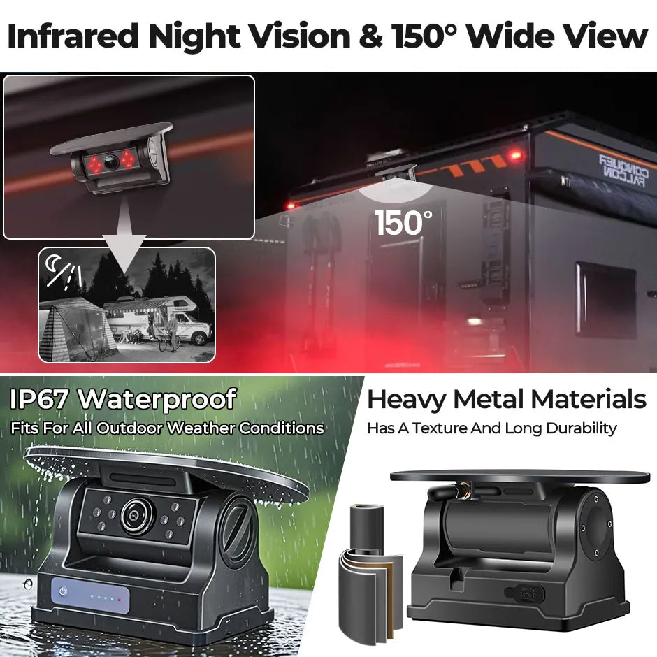 Touchscreen DVR Reversing Camera infrared night view, IP67 weatherproof housing in rain and metal camera body