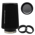 Cold air intake performance air filter with aluminium honeycomb mesh guard and rubber reducer rings