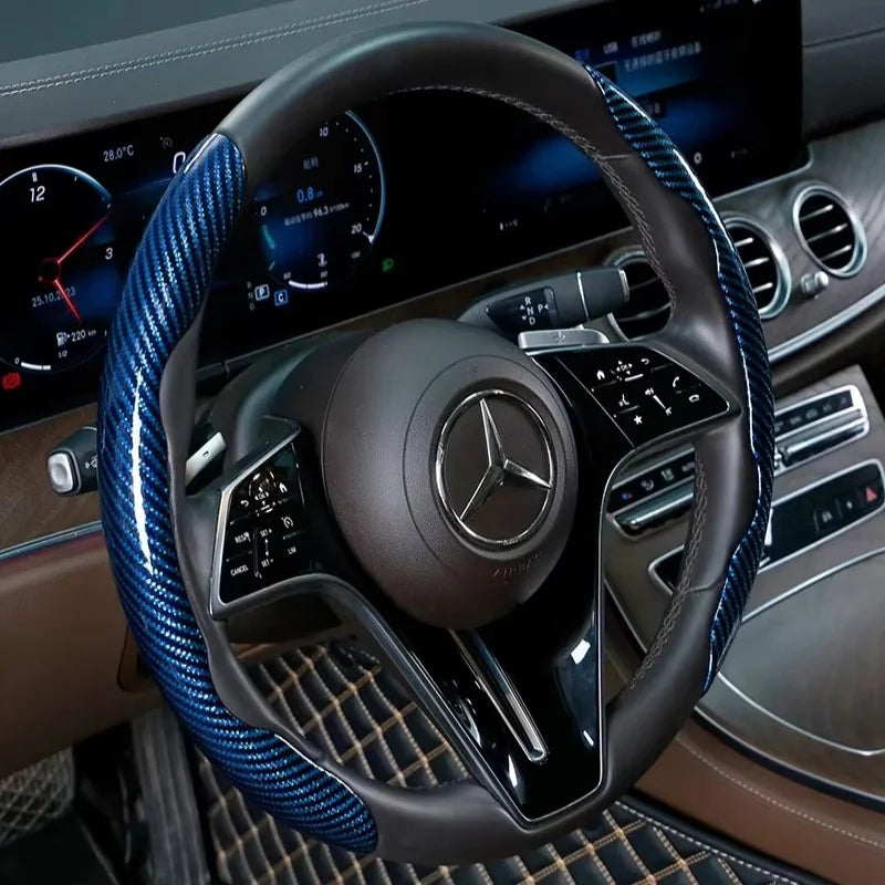Blue Carbon Fibre Wheel Cover fitted on Mercedes Benz steering wheel