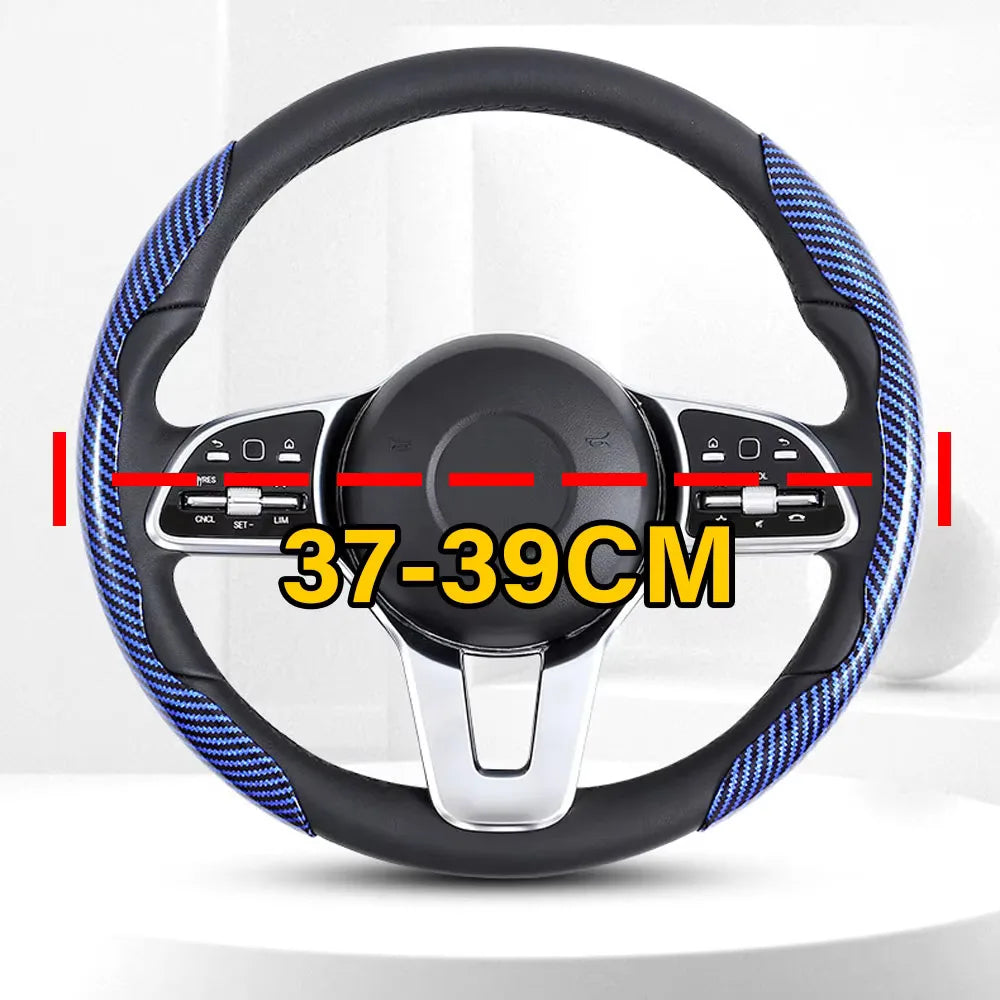 Blue Carbon Fibre Wheel Cover with 37 to 39cm steering wheel size measurement