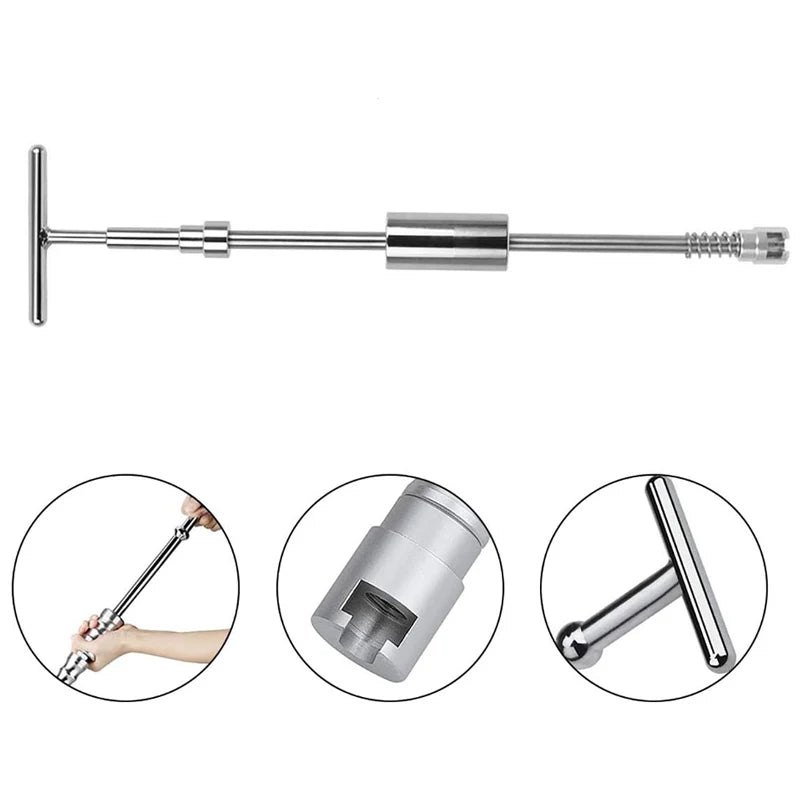 Stainless Steel Paintless Dent Puller Slide Hammer with Grip and Mechanism Detail