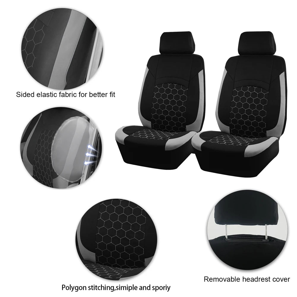 Close-up of the honeycomb embroidery fabric texture used on the Football Embroidery Seat Covers