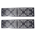 Two black emergency tyre traction mats with grid traction pattern on white background