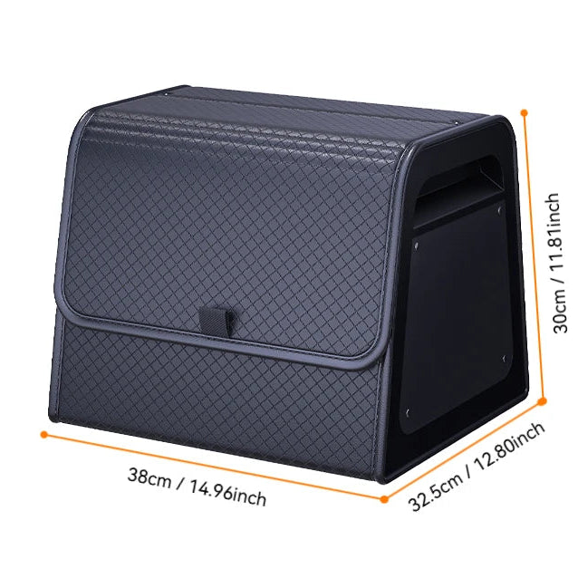 Magnetic Leather Boot Organiser dimensions diagram showing 38cm length, 32.5cm depth and 30cm height on a white background
