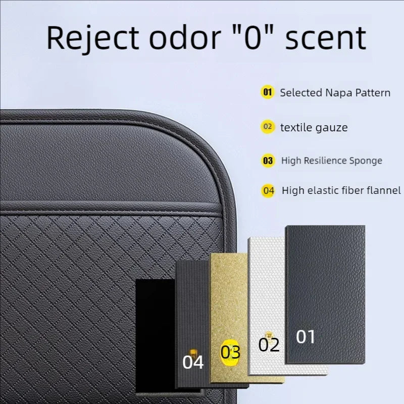 Close-up of the Multi-Pocket Car Backseat Organiser four-layer odour-free Napa-pattern material construction