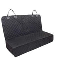 Black quilted rear seat protector with headrest straps on a white background
