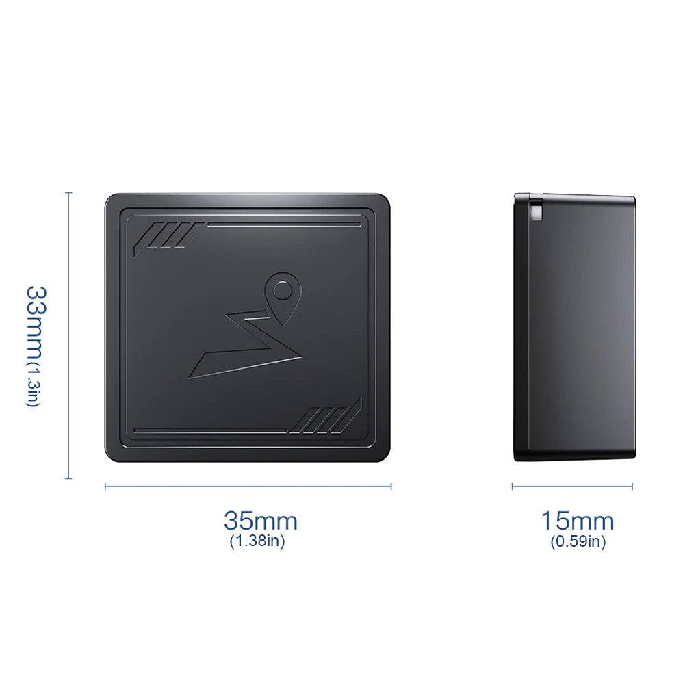 4G GPS tracker dimensions shown as 35mm by 15mm