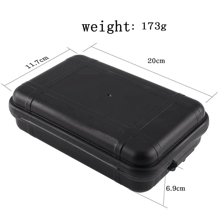 Vehicle Survival Tool Kit black hard storage case measuring 20 x 11.7 x 6.9 cm and weighing 173 g