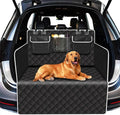Golden Retriever lying on the Waterproof Dog Car Boot Liner in an SUV boot with treats stored in the mesh pocket