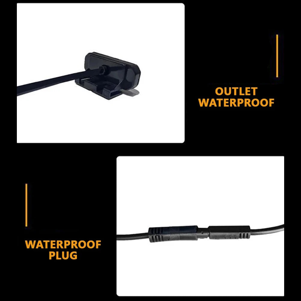 Smoked Amber Grille Lights close-up of waterproof cable outlet and waterproof wiring plug
