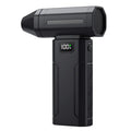 Cordless Turbo Air Duster shown on a white background with digital battery display reading 100 percent