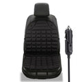 12V Heated Car Seat Cushion in black with flocking cloth cover and 12V cigarette lighter plug, on a white background