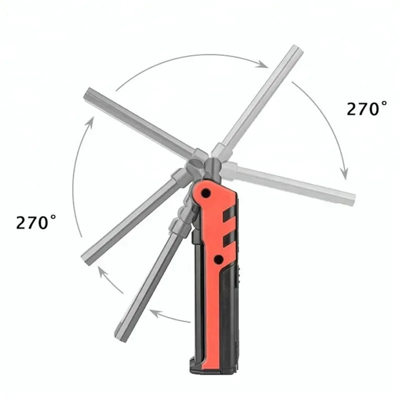 Rechargeable COB Work Light with smartphone showing companion features