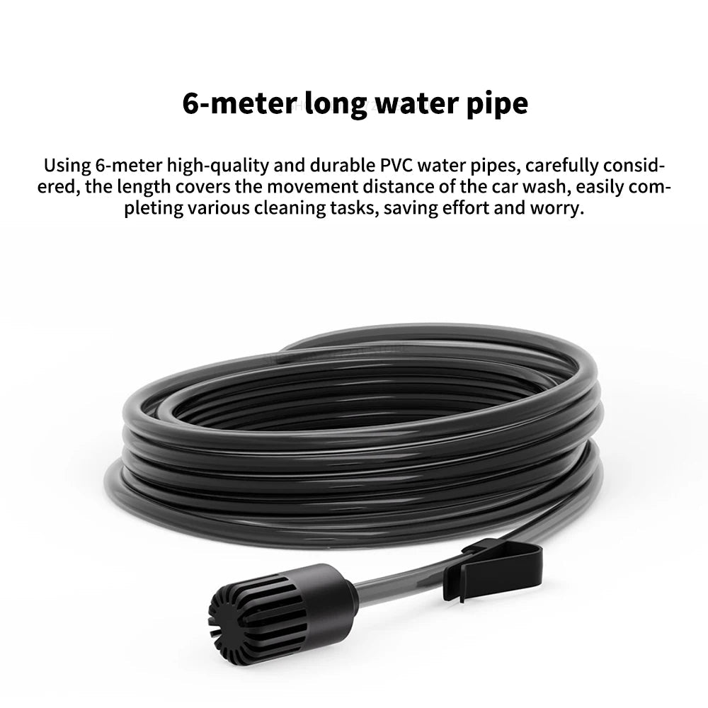 Cordless Car Pressure Washer 6 metre PVC water hose with filter intake and clip